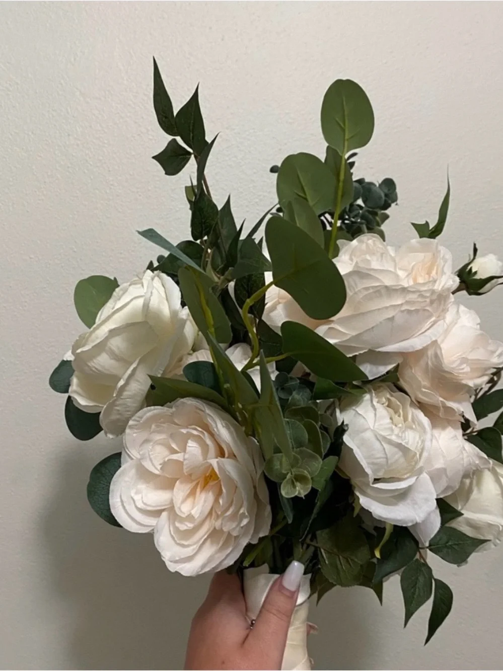 Bridal Wedding Bouquet Cream Blush White Faux Floral Greenery - NEW Final Sale